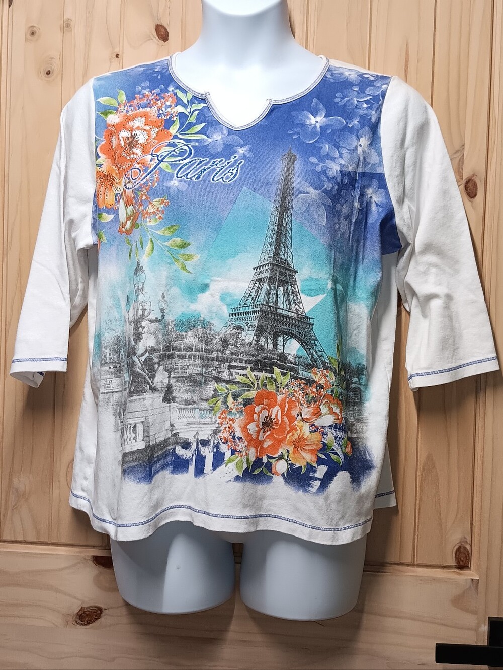 CJ Banks 3/4 Length Sleeves Top EUC